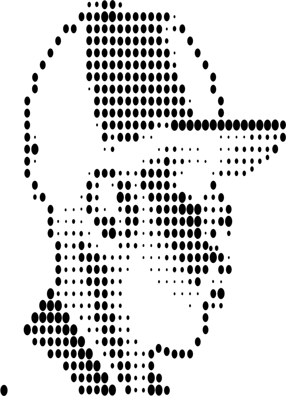 Halftone portrait of J Dilla in a cap