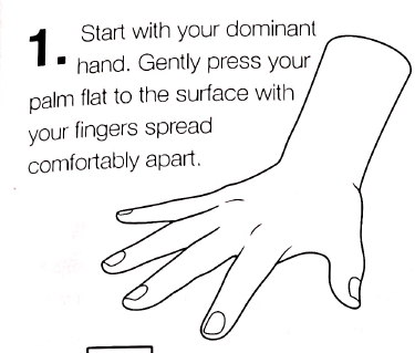 Palm flat on surface with fingers spread