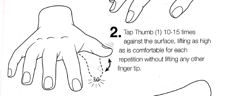 Tap thumb against the surface